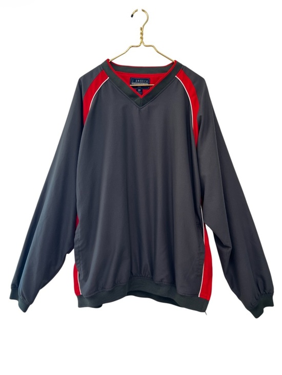 J. America Other - J America V-Neck Pullover Windbreaker Jacket XXL Gray Red
